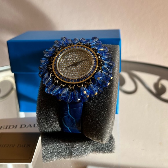 Heidi Daus Crystal Blue Beaded Fringe Watch Bracelet Limited Edition Collection - Picture 3 of 6